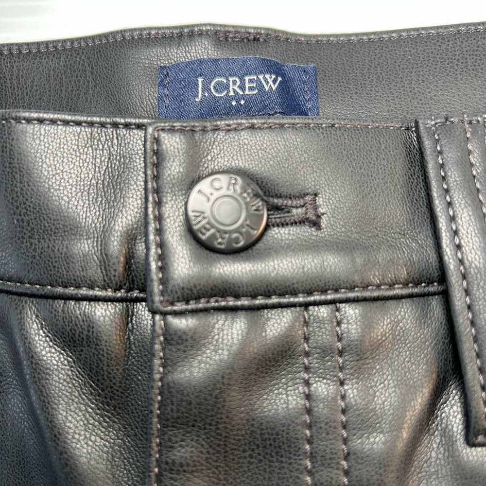 J. Crew Black Faux Leather Straight Leg Pants Size 29/8 - Picture 4 of 14